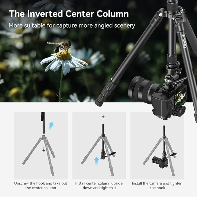 SmallRig CT180 Video Tripod, Aluminum Camera Tripod, 360° Panorama Fluid Head - Image 4