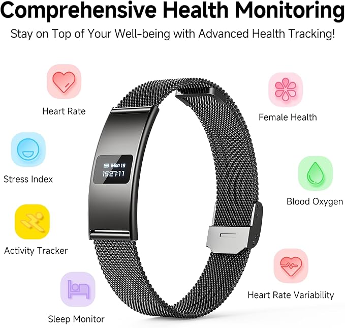 Smart Bracelet, Subscription-Free 24/7 Health Tracking, Heart Rate, HRV & Sleep - Image 2