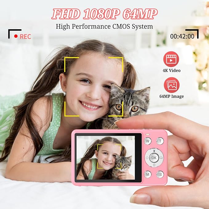Digital Camera, FHD 4K 64MP Point and Shoot Kids Digital Camera - Image 2