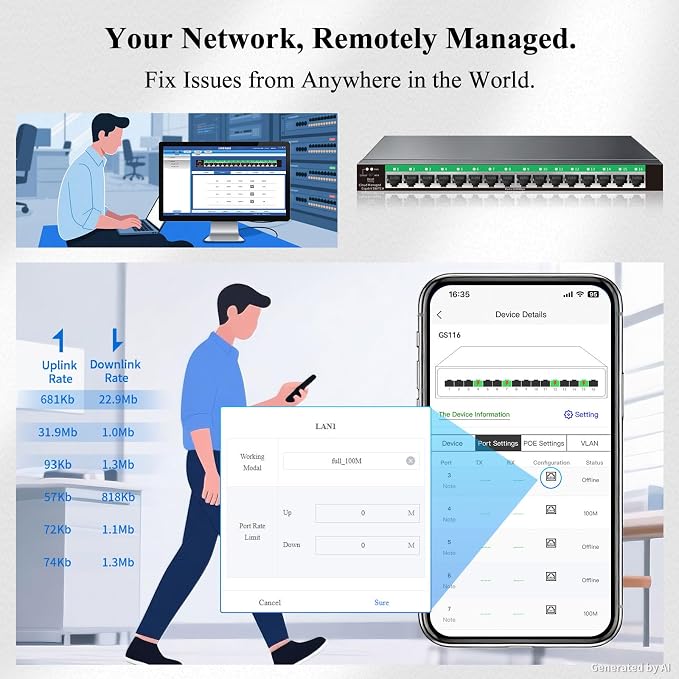 STEAMEMO 16-Port Gigabit Managed Switch | Web Smart Ethernet Switch - Image 7