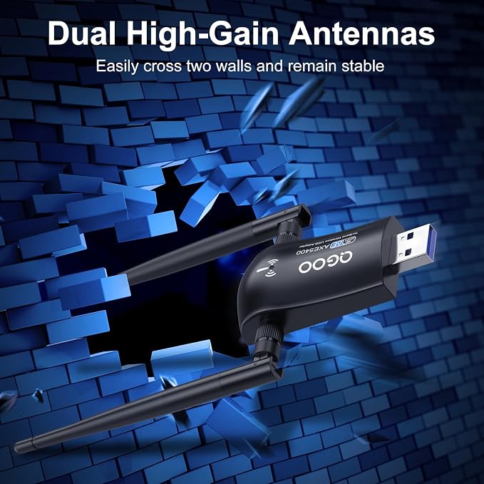 Tri-Band WiFi 6E Adapter for Desktop PC: QGOO USB 3.0 Axe 5400 Wireless Network - Image 3