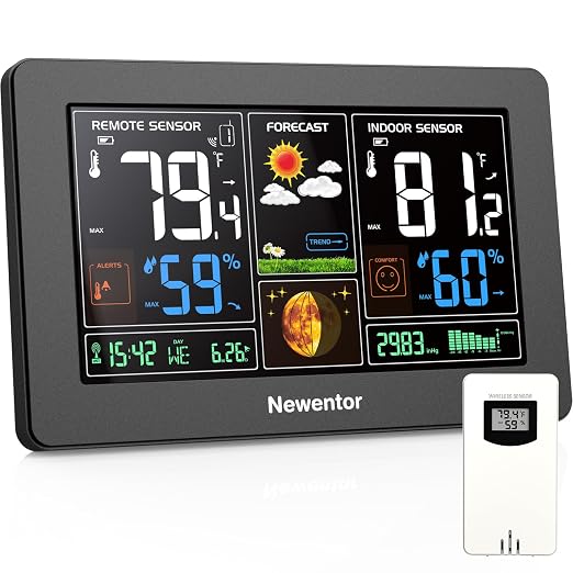 Newentor Weather Station Wireless Indoor Outdoor Thermometer, Color Display by Newentor