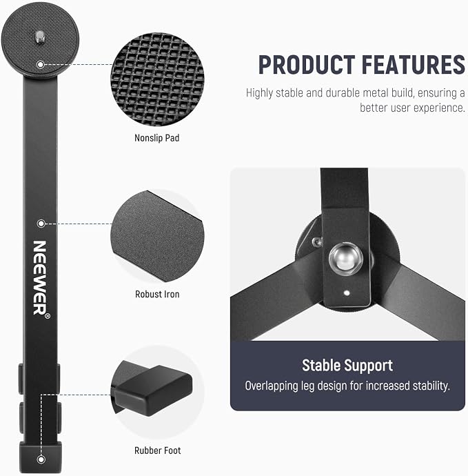 NEEWER Metal Mini Tripod Base for TL120C TL60 CL124 Tube Light Wand Stick - Image 3
