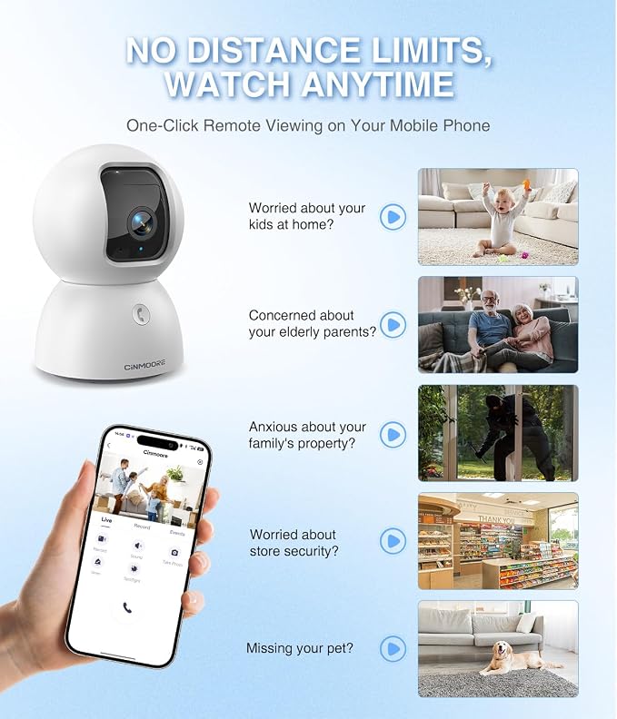 3K Indoor Camera with 64GB Card, Human/Pet/Facial AI Detection, Dog/Cat/Pet - Image 3
