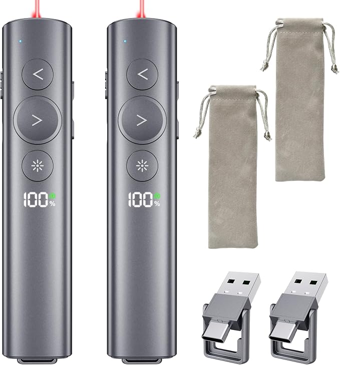 Power Display Wireless Presenter Remote, Rechargeable Presentation Clicker by VILNIU%C2%AEPresentationClicker