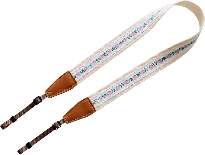 Original Design Personalized Adjustable Camera Strap Embroidery Small Flowers - Image 2
