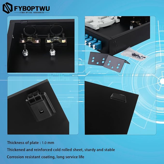 FYBOPTWU-24 Duplex Singlemode 48 Port LC Fiber Optic Rack Mount Enclosure Box + - Image 3
