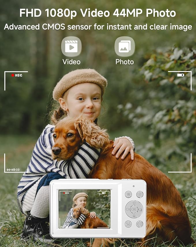 Digital Camera for Kids, FHD 1080P 44MP Point and Shoot Digital Camera - Image 2