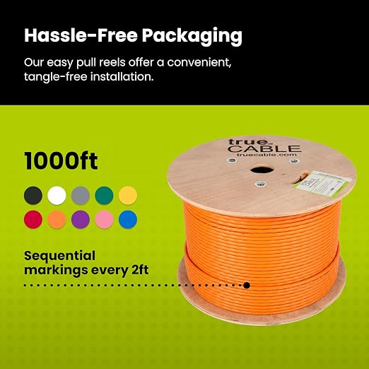TRUE CABLE Cat6A Riser, Bulk Ethernet Cable, 23AWG Solid Bare Copper, - Image 5