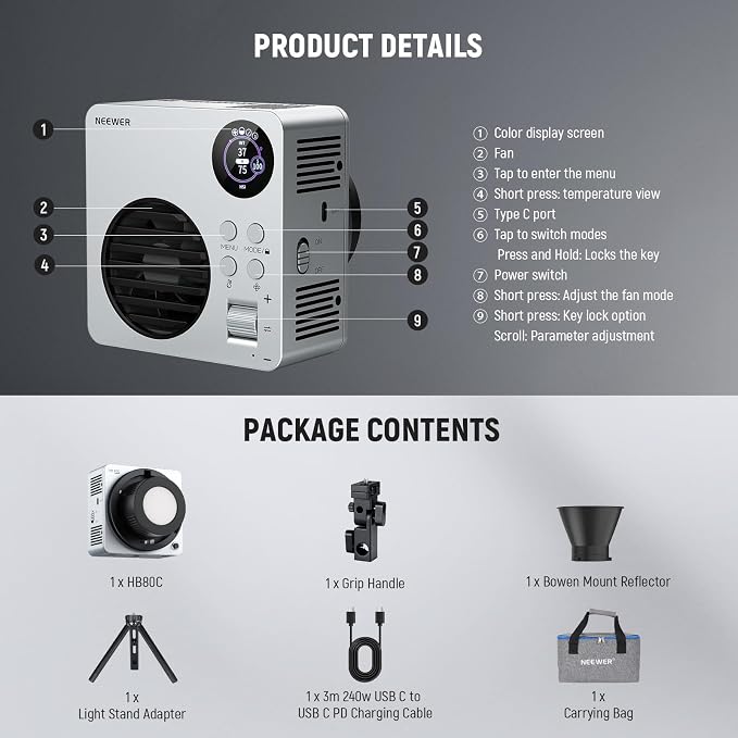 NEEWER HB80C RGBWW LED Video Light - Image 9