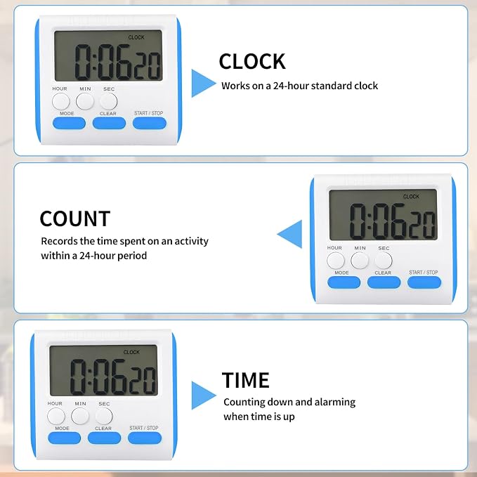 Mudder 3 Pack Digital Kitchen Timer - Image 3
