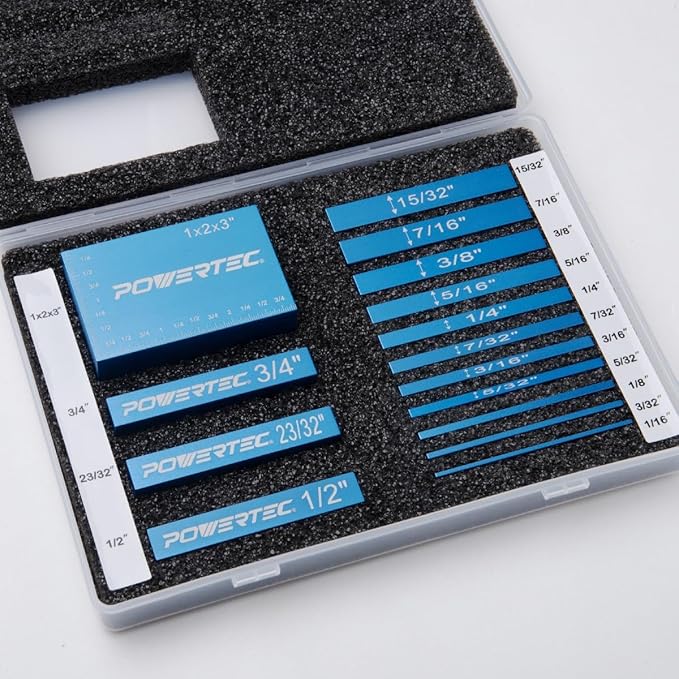 POWERTEC Setup Blocks Height Gauge 15pc Set, Router Table Setup Bars - Image 4