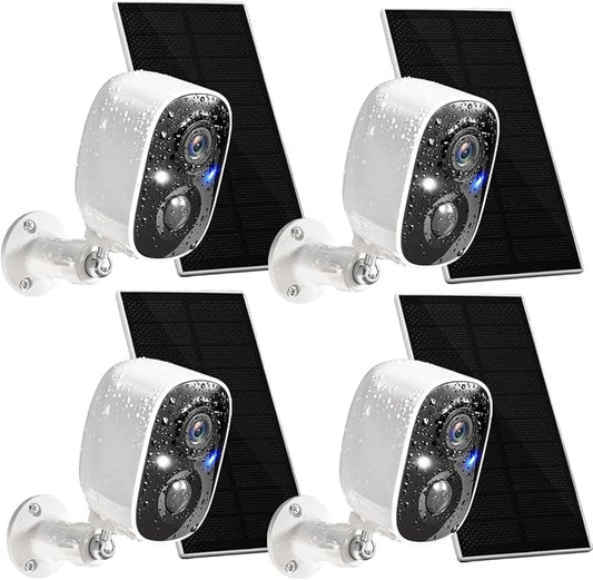 GMK Solar Security Cameras Wireless Outdoor 4 Pack, 2K Battery Powered Cameras by GMK