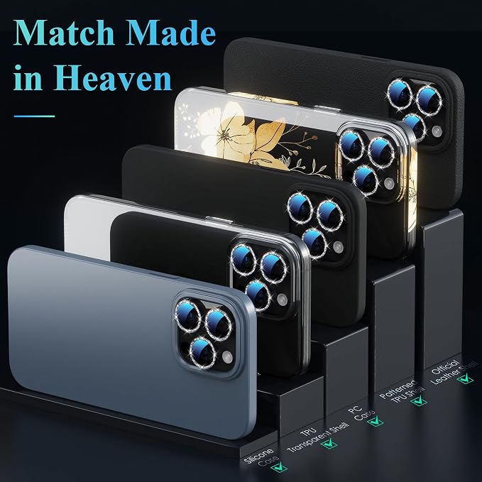 YWXTW Designed for iPhone 16 Pro/iPhone 16 Pro Max Camera Lens Protector Bling - Image 6