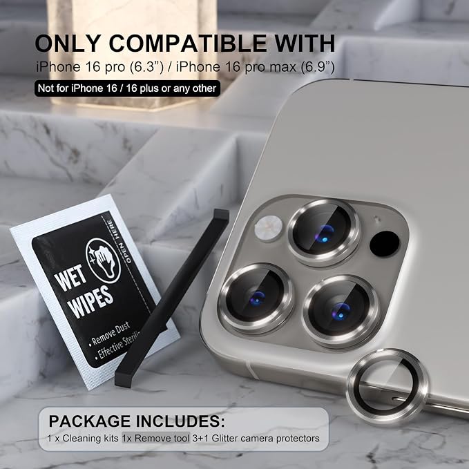 Choiche Compatible for iPhone 16 Pro/iPhone 16 Pro Max Camera Lens Protector - Image 2