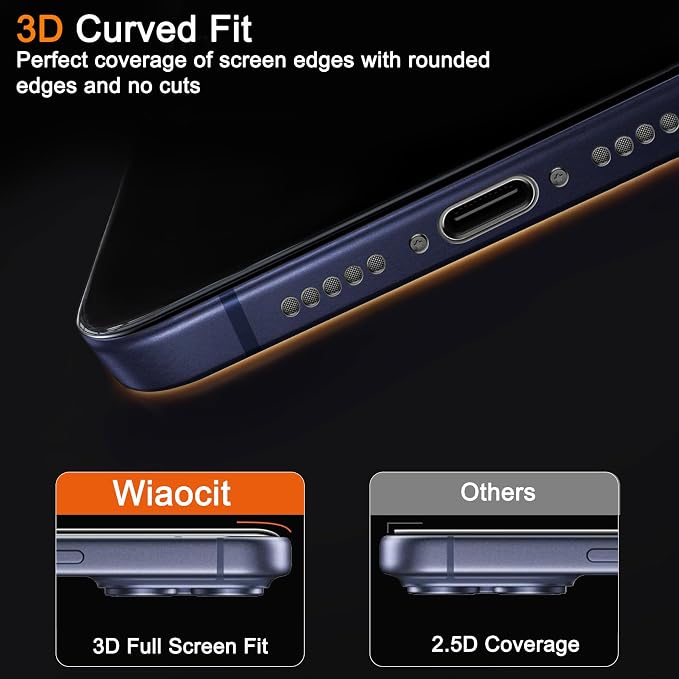 Wiaocit 3 Pack Tempered Glass Screen Protector - Image 5