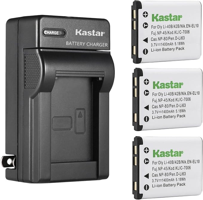 Kastar 3-Pack Li-42B Battery and AC Wall Charger Replacement by Kastar