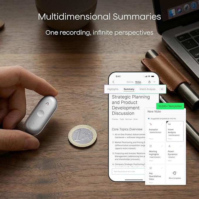 Plaud NotePin S AI Voice Recorder, Wearable AI Notetaker, AI Transcribe & - Image 6