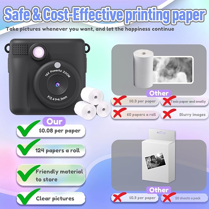 ESOXOFFORE Kids Camera Instant Print, Christmas Birthday Gifts - Image 5