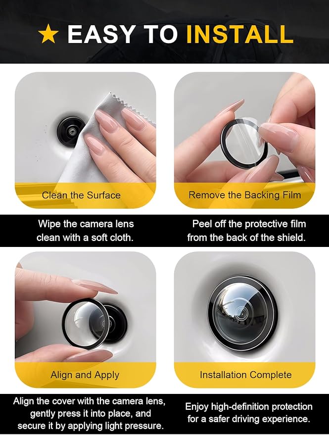 Car Camera Lens Protector 4-Pack + Backup Camera Rain Shield 2-Pack, - Image 6