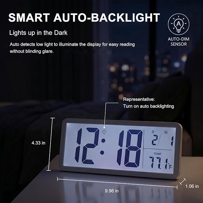 JoFomp 10.5" Large Digital Wall Clock Battery Operated - Image 2