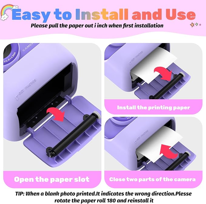 Mgaolo 12 Rolls Kids Instant Camera Print Refill Paper- Photo Printer Thermal - Image 4