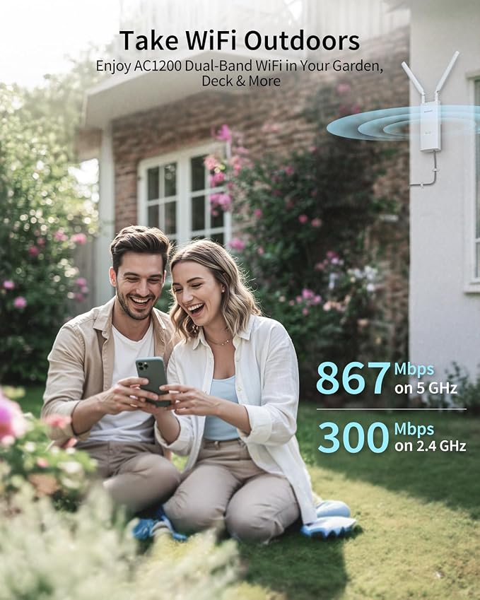 BrosTrend AC1200 Outdoor WiFi Extender Long Range, Dual Band 5GHz + 2.4GHz - Image 3