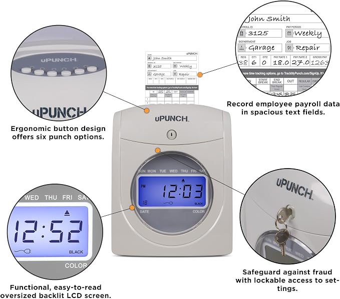 uPunch HN2500 Calculating Time Clock Bundle - Image 3