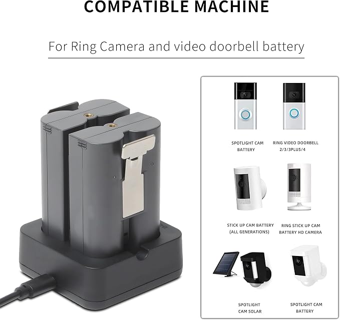 Battery Charger for Ring Rechargeable Battery, Dual Port Battery Charger - Image 4