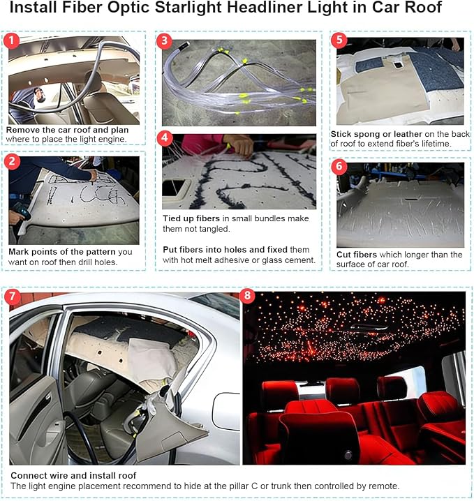 AKEPO Upgraded Car Home APP Fiber Optic Lights kit RGBW Twinkle + Music Effect - Image 7