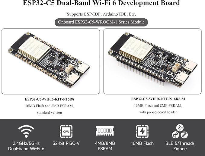 ESP32-C5 5GHz/2.4GHz Dual-Band Wi-Fi 6 Development Board, 240MHz RISC-V - Image 2