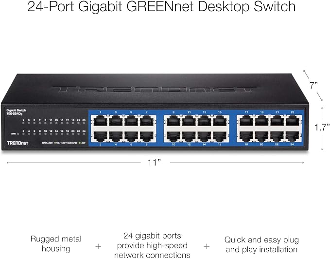 TRENDnet 24-Port Unmanaged Gigabit GREENnet Desktop Switch, Ethernet Network - Image 3