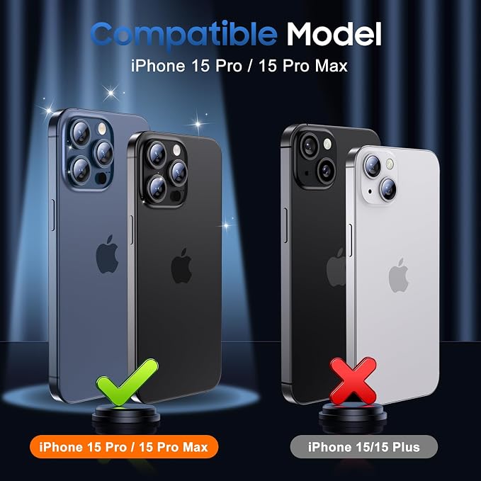 UniqueMe for 3 Pack iPhone 15 Pro/iPhone 15 Pro Max Camera Lens Protector - Image 7