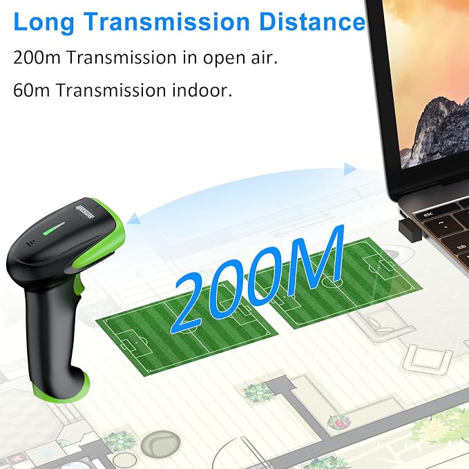 Symcode Wireless Bluetooth Barcode Scanner, 2D 1D QR Code Automatic Fast - Image 4