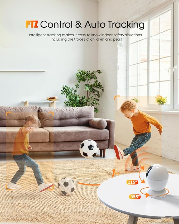 4MP Indoor Security Camera, 360°Pet Camera Indoor, Baby Monitor - Image 6
