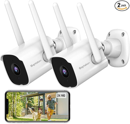 Septekon 2K Security Camera Outdoor 2 Pack, 2.4G WiFi Home Security Cameras by Septekon