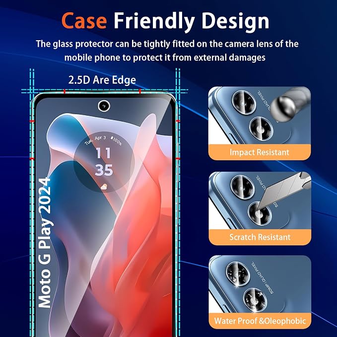 Designed for Motorola Moto G Play 5G 2024 Tempered Glass Screen Protector + - Image 6