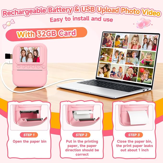 Kids Camera Instant Print, 1080P Digital Instant Print Cameras - Image 6