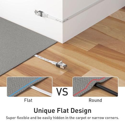 Cat 6a Ethernet Cable 100 Ft, Durable Flat Internet Network LAN Cable - Image 3
