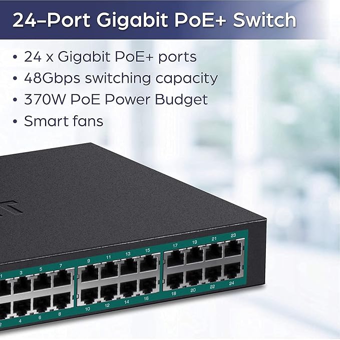 TRENDnet 24-Port Gigabit PoE+ Switch, TPE-TG240g, 370W Power Budget, 48Gbps - Image 2