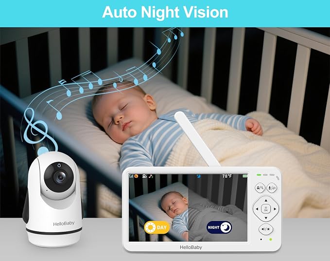 HelloBaby Baby Monitor with Camera and Audio, No WiFi 30H Battery 4000mAh - Image 5