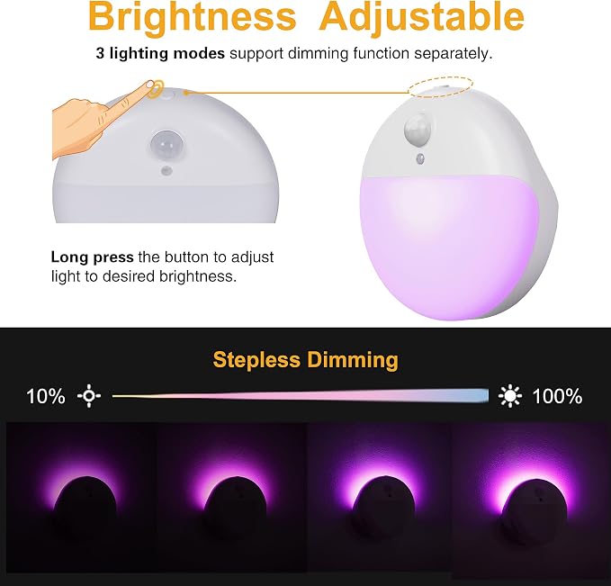 YUNLEX 2 Pack Purple Battery Night Light, Motion Activated Night Light - Image 5