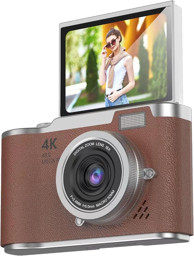 4K Digital Camera, Autofocus 48MP Selfie Vlogging Camera Compact Point and - Image 8