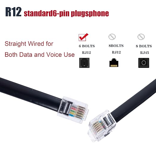 RJ12 Cable Phone Cord RJ12 6P6C Male to Male Straight Wired - Image 2