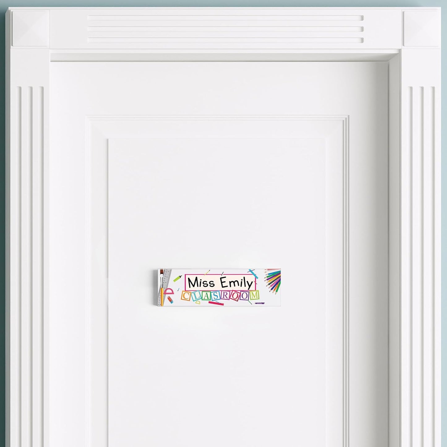 Artblox Office Personalized Name Plate for Desk with Business Card Holder On Clear Acrylic Glass School Teacher Design Custom Desk Name Plate with Your Name and Credentials Customized Gift