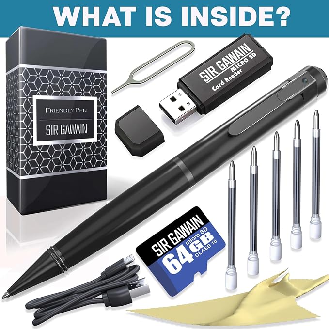 SIRGAWAIN Premium Body Camera Pen — Full HD 1080p Video & Photos, Motion - Image 6