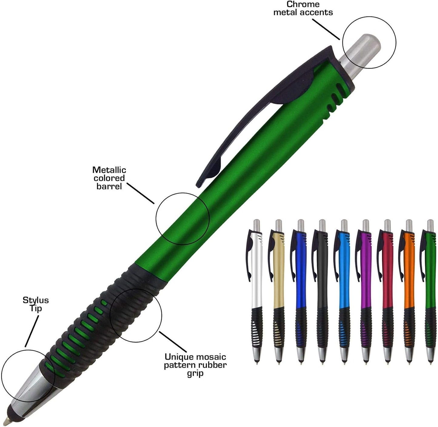 Personalized Pens with Your Custom Logo or Text-250 Pack Bulk-for Businesses, Parties, and Events, 2 in 1 Capacitive Stylus & Ballpoint Pen Compatible with Most Touchscreen Devices, L'Blue