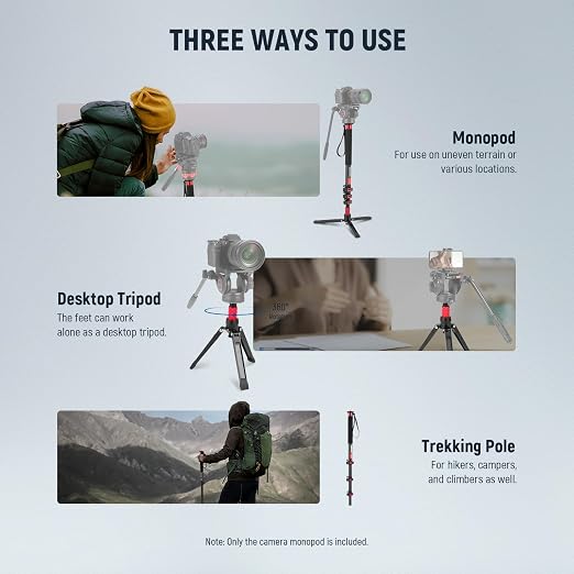 NEEWER 67.7" Camera Monopod Stand, Lightweight Carbon Fiber Travel Tripod - Image 7