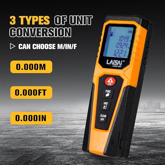 Laser Measure, Laser Distance Measuring Tool, M/in/Ft Unit Switching Backlit - Image 4