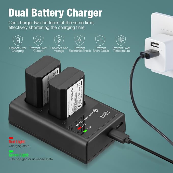 FirstPower NP-FW50 Battery 2-Pack and USB Dual Charger Compatible - Image 4